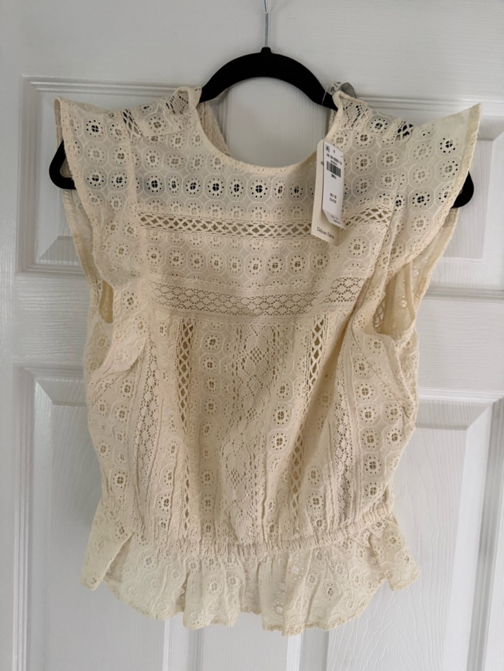 Abercrombie & Fitch Cream Eyelet Lace Ruffle Top